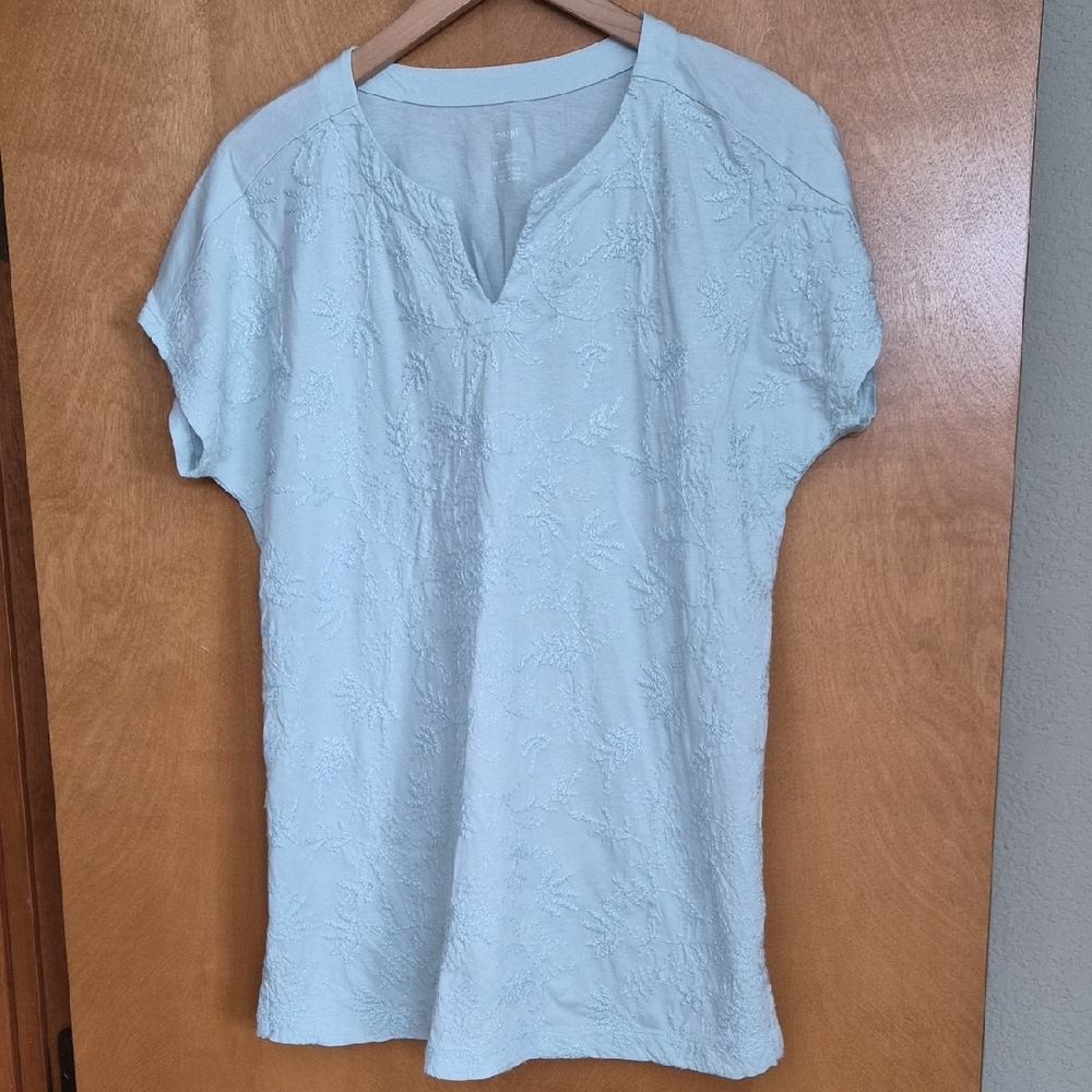JJill Purejill Light Blue Embroidered Tunic